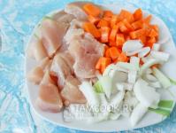 鶏肉入りマルチクッカーピラフ：豚肉の写真付きレシピ